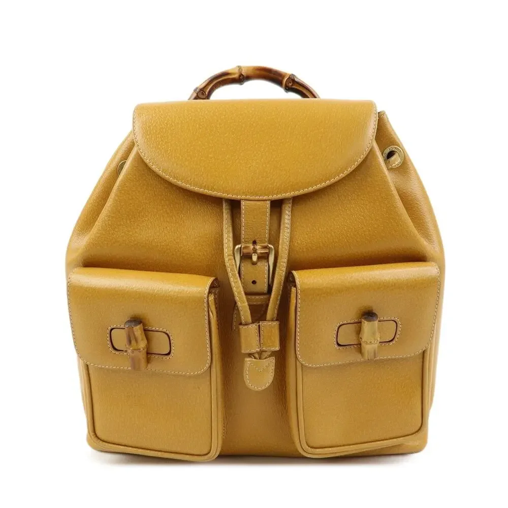 Gucci Bamboo Calfskin Backpack Yellow